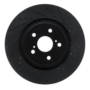 Toyota RAV4 Brake Rotor (1) - Front Right - R1 Concepts - Drilled & Slotted - Black - `21-`25